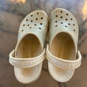 CROCS Kids' Glitter Clogs in Champagne Gold